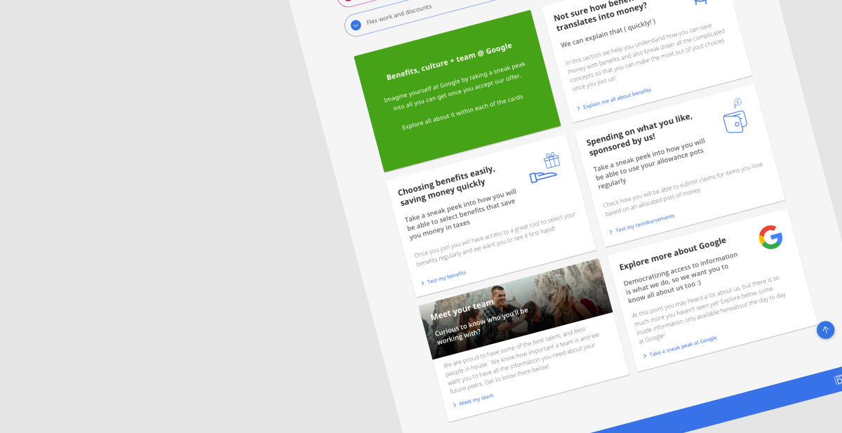 gBenefits benefits and team screens